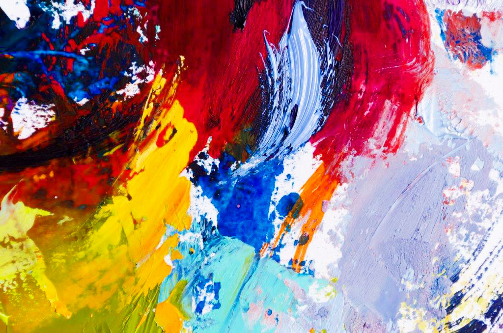 PXM003 Wall décor art oil on canvas abstact red yellow blue tones colourful